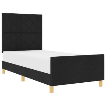 Bettgestell mit Kopfteil Schwarz 90 x 190 cm Stoff