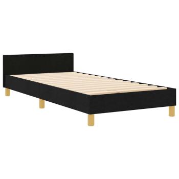Bettgestell mit Kopfteil Schwarz 90 x 190 cm Stoff