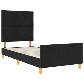 Bettgestell mit Kopfteil Schwarz 90 x 190 cm Stoff