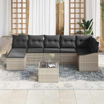 Garten-Sofa-Set 8 stk. Hellgrau Poly-Rattan