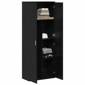 Highboard 70 x 33,5 x 180 cm Holzwerkstoff Schwarz Eichen-Optik