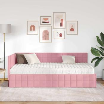 Eckbettgestell mit Matratze 2 stk. Rosa 100 x 200 cm Samt