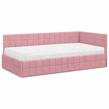 Eckbettgestell mit Matratze 2 stk. Rosa 100 x 200 cm Samt