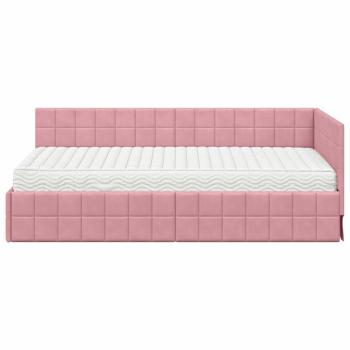 Eckbettgestell mit Matratze 2 stk. Rosa 100 x 200 cm Samt
