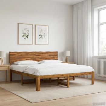 ARDEBO.de - Doppelbettgestell mit Kopfteil ROSTOCK Natur 200 x 200 cm
