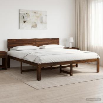 ARDEBO.de - Doppelbettgestell mit Kopfteil ROSTOCK Dunkelbraun 180 x 200 cm