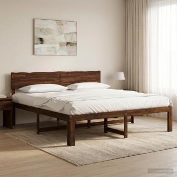 ARDEBO.de - Doppelbettgestell mit Kopfteil ROSTOCK Dunkelbraun 200 x 200 cm