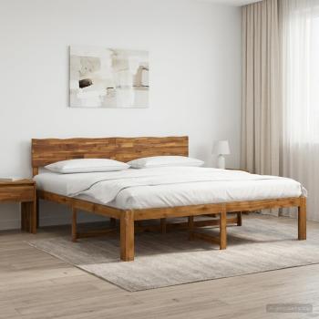 ARDEBO.de - Doppelbettgestell mit Kopfteil ROSTOCK Natur 200 x 200 cm
