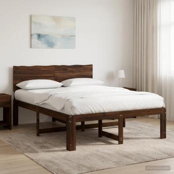 ARDEBO.de - Doppelbettgestell mit Kopfteil ROSTOCK Dunkelbraun 140 x 190 cm