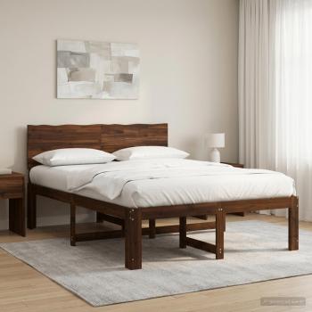 ARDEBO.de - Doppelbettgestell mit Kopfteil ROSTOCK Dunkelbraun 150 x 200 cm