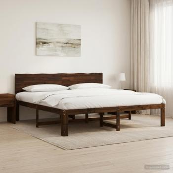 ARDEBO.de - Doppelbettgestell mit Kopfteil ROSTOCK Dunkelbraun 180 x 200 cm