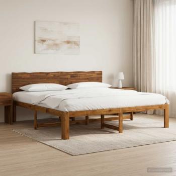 ARDEBO.de - Doppelbettgestell mit Kopfteil ROSTOCK Natur 200 x 200 cm