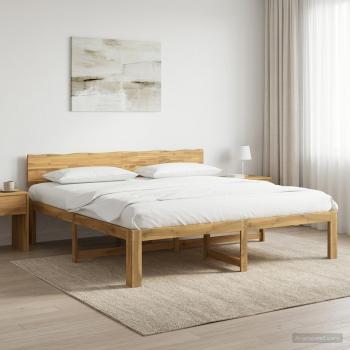 ARDEBO.de - Doppelbettgestell mit Kopfteil ROSTOCK Weiß 200 x 200 cm