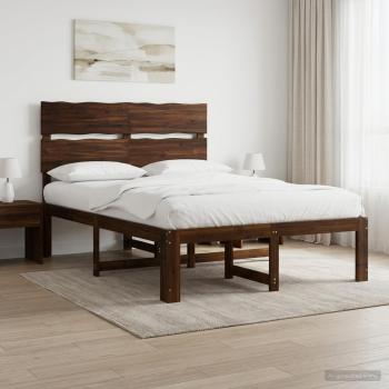 ARDEBO.de - Doppelbettgestell mit Kopfteil ROSTOCK Dunkelbraun 135 x 190 cm