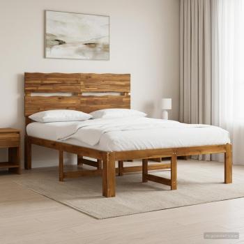 ARDEBO.de - Doppelbettgestell mit Kopfteil ROSTOCK Natur 140 x 190 cm