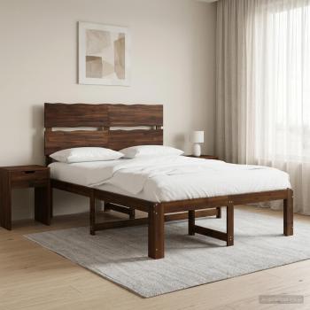 ARDEBO.de - Doppelbettgestell mit Kopfteil ROSTOCK Dunkelbraun 120 x 200 cm