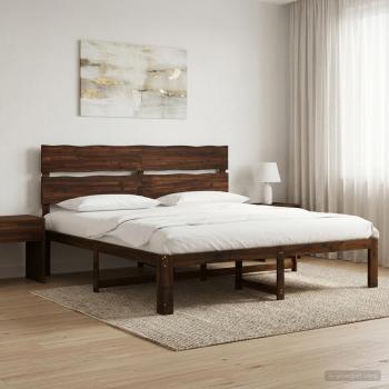 ARDEBO.de - Doppelbettgestell mit Kopfteil ROSTOCK Dunkelbraun 180 x 200 cm