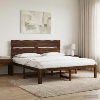 ARDEBO.de - Doppelbettgestell mit Kopfteil ROSTOCK Dunkelbraun 200 x 200 cm