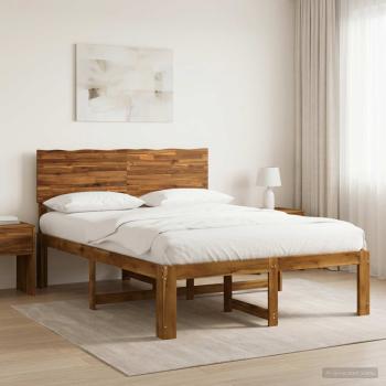 ARDEBO.de - Doppelbettgestell mit Kopfteil ROSTOCK Natur 152 x 203 cm