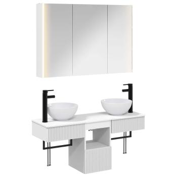 Badezimmerschrank-Set 4 stk. Weiß Holzwerkstoff