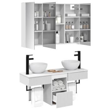 Badezimmerschrank-Set 4 stk. Weiß Holzwerkstoff