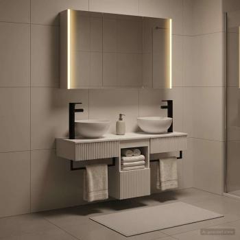 Badezimmerschrank-Set 4 stk. Weiß Holzwerkstoff