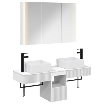 Badezimmerschrank-Set 4 stk. Weiß Holzwerkstoff