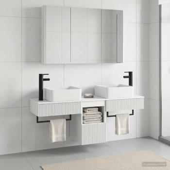 Badezimmerschrank-Set 4 stk. Weiß Holzwerkstoff
