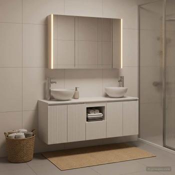 ARDEBO.de - Badezimmerschrank-Set 4 stk. Weiß Holzwerkstoff