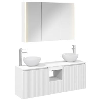 Badezimmerschrank-Set 4 stk. Weiß Holzwerkstoff