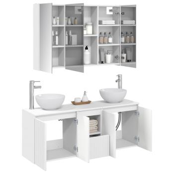 Badezimmerschrank-Set 4 stk. Weiß Holzwerkstoff