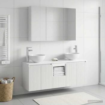 Badezimmerschrank-Set 4 stk. Weiß Holzwerkstoff