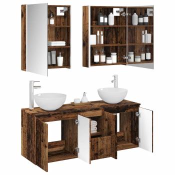Badezimmerschrank-Set 5 stk. Altholz Holzwerkstoff