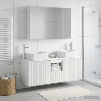 ARDEBO.de - Badezimmerschrank-Set 4 stk. Weiß Holzwerkstoff