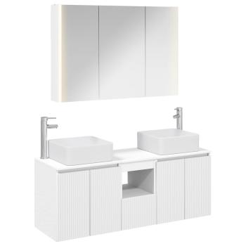 Badezimmerschrank-Set 4 stk. Weiß Holzwerkstoff