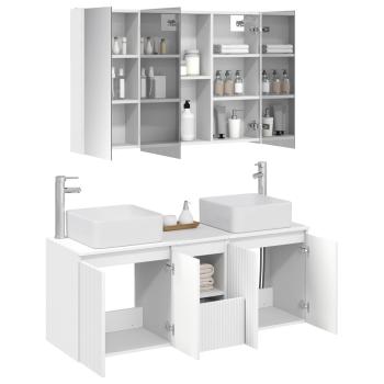 Badezimmerschrank-Set 4 stk. Weiß Holzwerkstoff