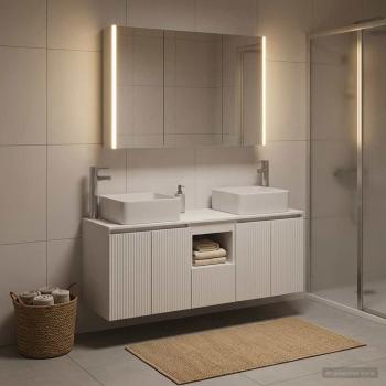 Badezimmerschrank-Set 4 stk. Weiß Holzwerkstoff