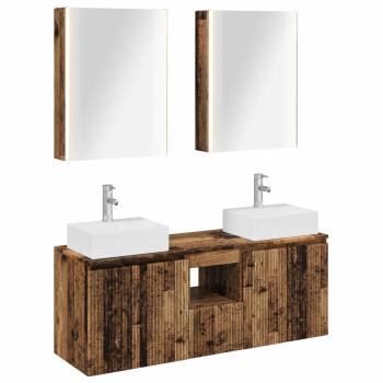 Badezimmerschrank-Set 5 stk. Altholz Holzwerkstoff