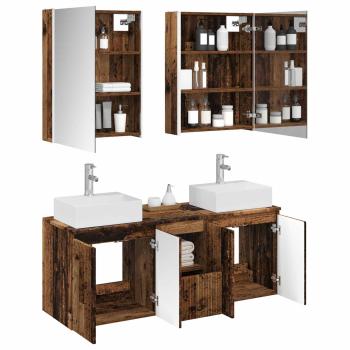 Badezimmerschrank-Set 5 stk. Altholz Holzwerkstoff