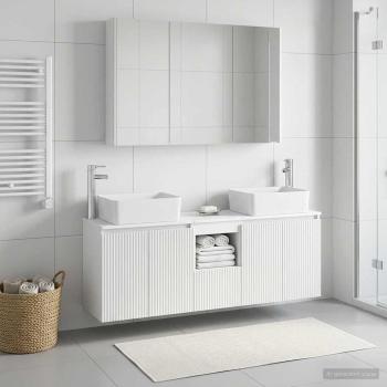 ARDEBO.de - Badezimmerschrank-Set 4 stk. Weiß Holzwerkstoff