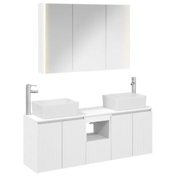 Badezimmerschrank-Set 4 stk. Weiß Holzwerkstoff