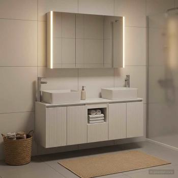Badezimmerschrank-Set 4 stk. Weiß Holzwerkstoff