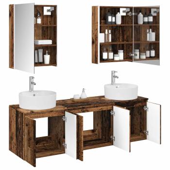 Badezimmerschrank-Set 5 stk. Altholz Holzwerkstoff