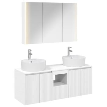 Badezimmerschrank-Set 4 stk. Weiß Holzwerkstoff