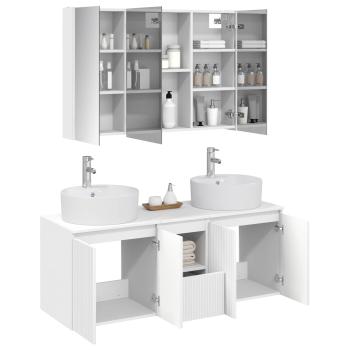 Badezimmerschrank-Set 4 stk. Weiß Holzwerkstoff