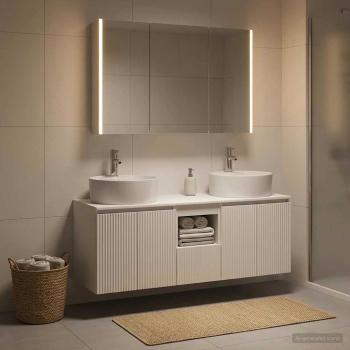 Badezimmerschrank-Set 4 stk. Weiß Holzwerkstoff