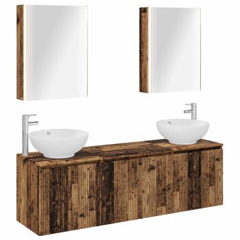 Badezimmerschrank-Set 5 stk. Altholz Holzwerkstoff