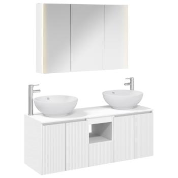 Badezimmerschrank-Set 4 stk. Weiß Holzwerkstoff