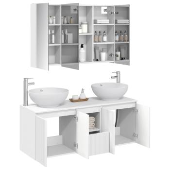 Badezimmerschrank-Set 4 stk. Weiß Holzwerkstoff