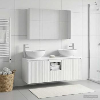 Badezimmerschrank-Set 4 stk. Weiß Holzwerkstoff